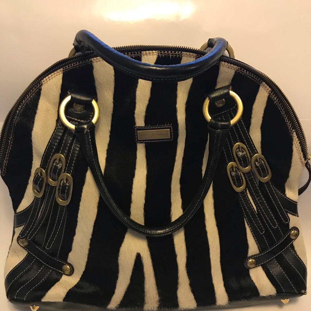 Leather Hand bag Made in Italy black and white